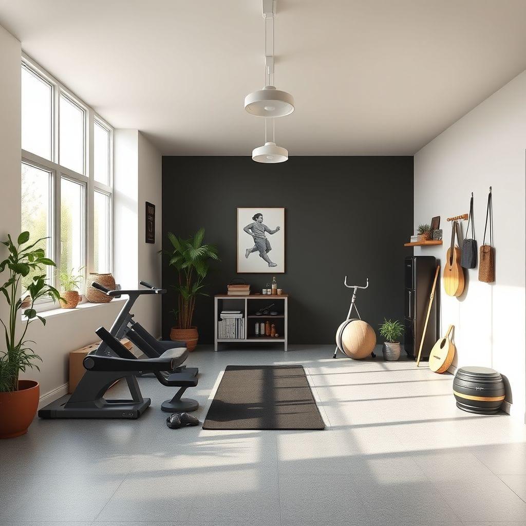 Airbnb garage gym - AI Generated