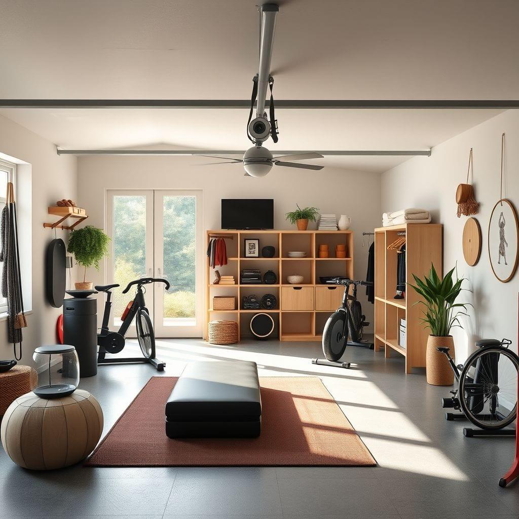 Airbnb garage gym - AI Generated