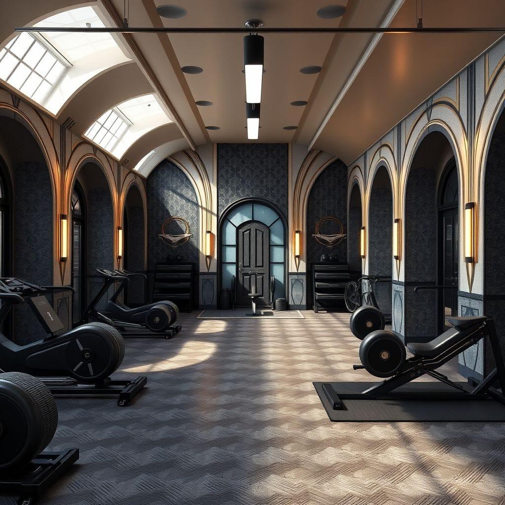 Art Deco garage gym - AI Generated
