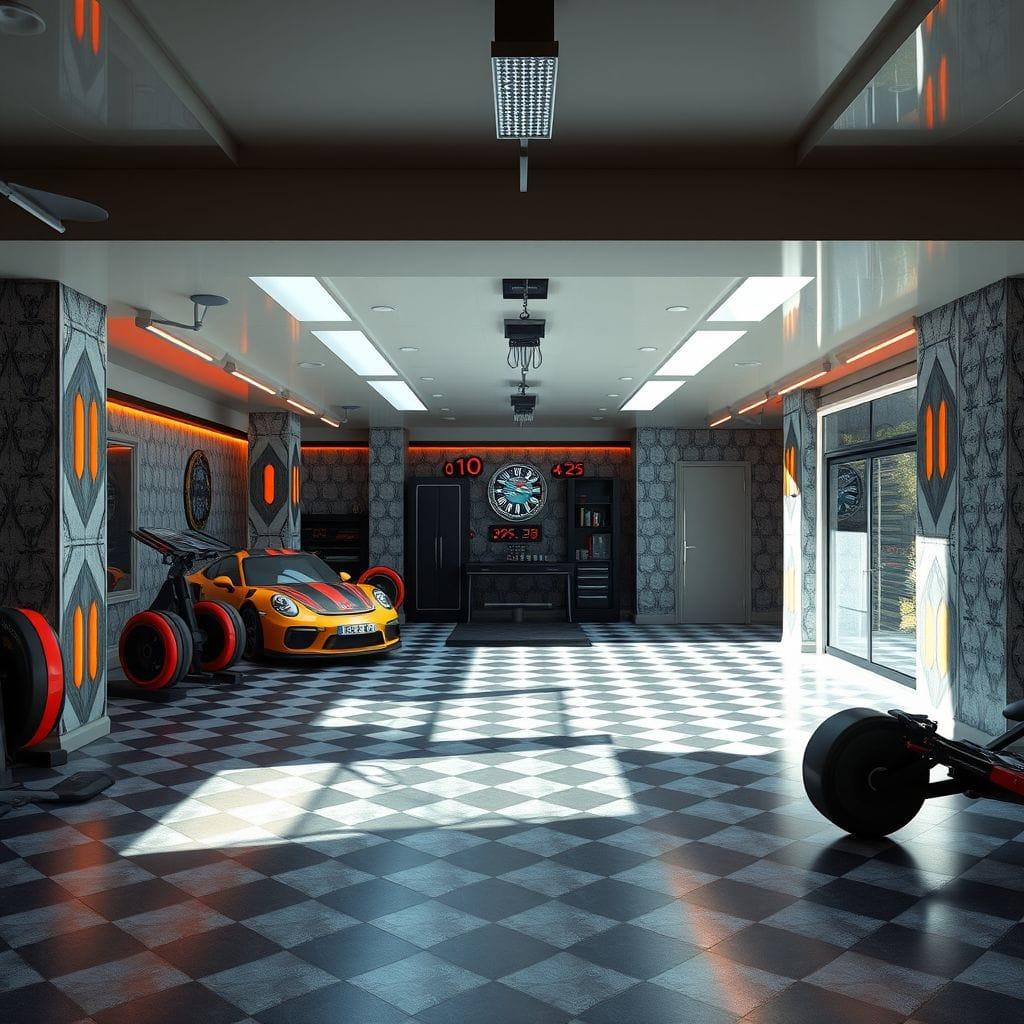 Art Deco garage gym - AI Generated