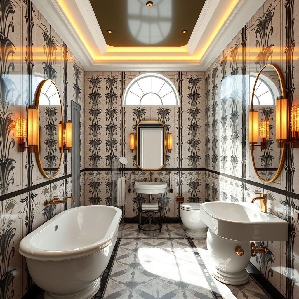 Art Deco hotel bathroom - AI Generated