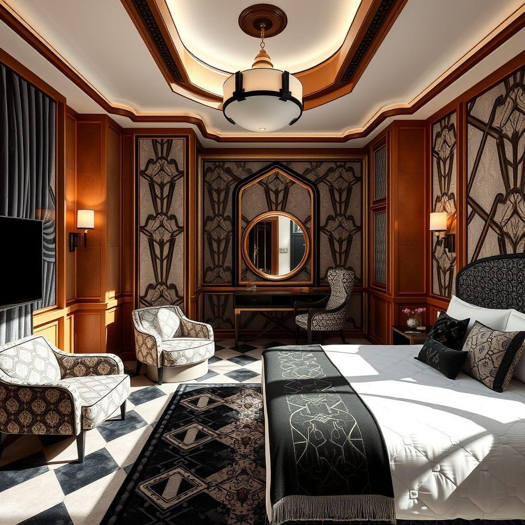 Art Deco hotel room - AI Generated