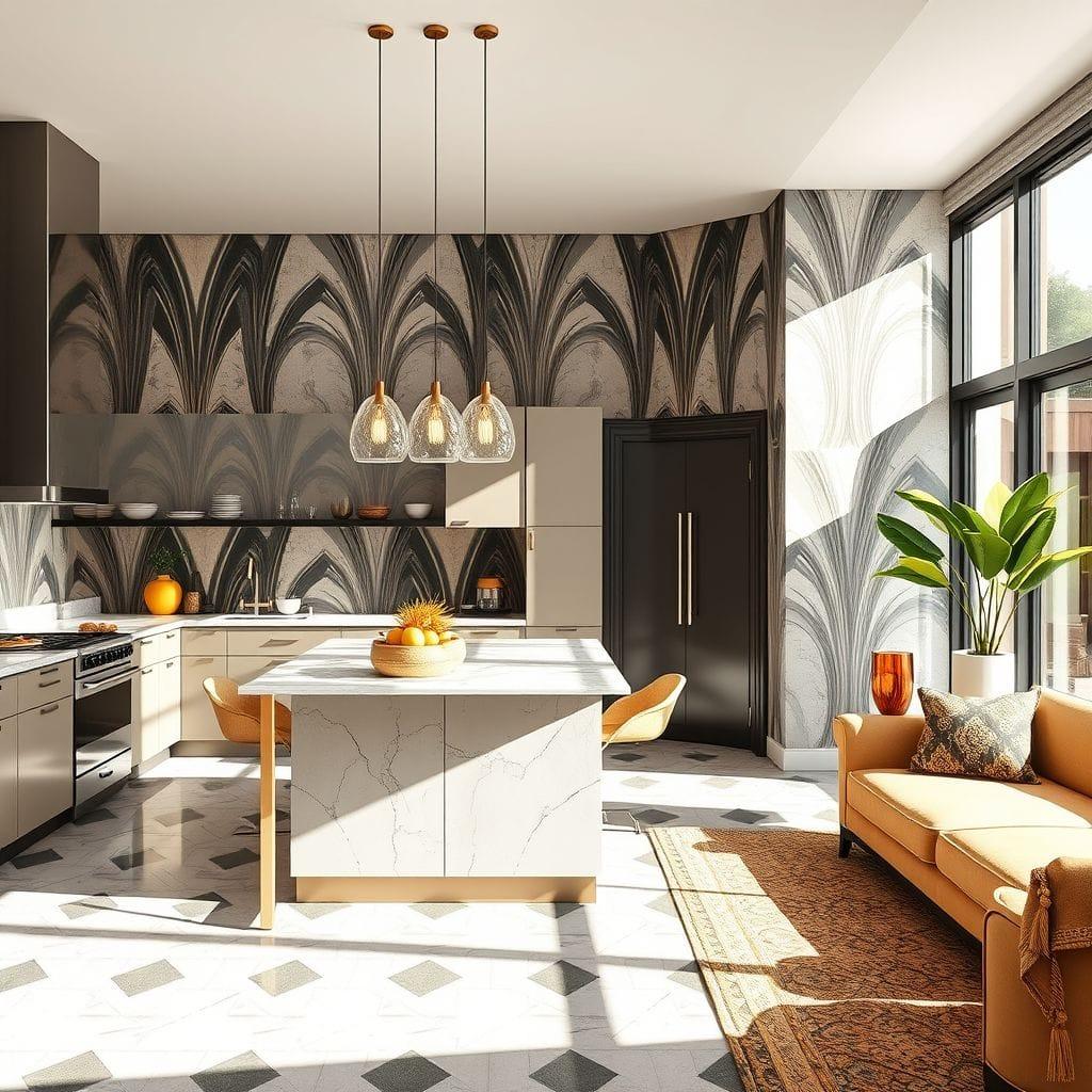 Art Deco kitchen living combo - AI Generated