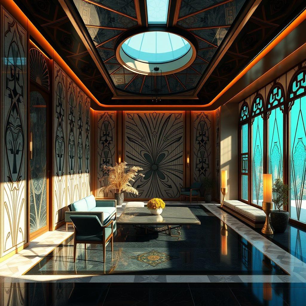 Art Deco onsen - AI Generated