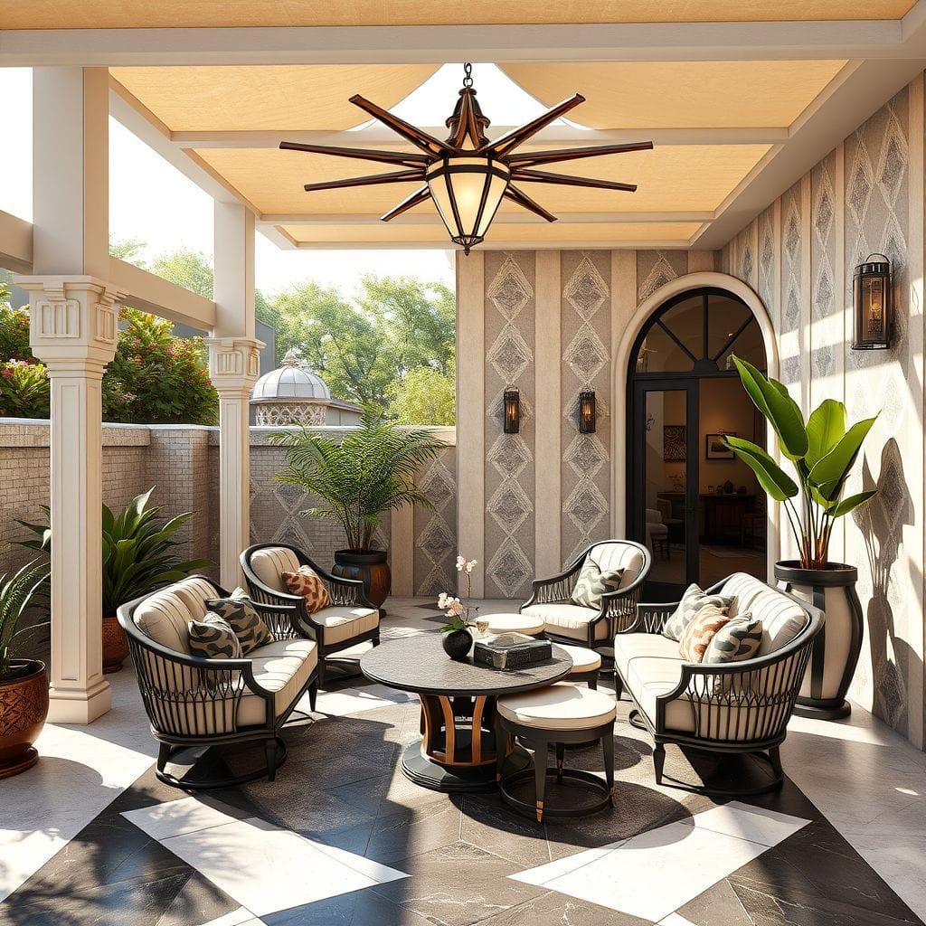 Art Deco outdoor patio - AI Generated