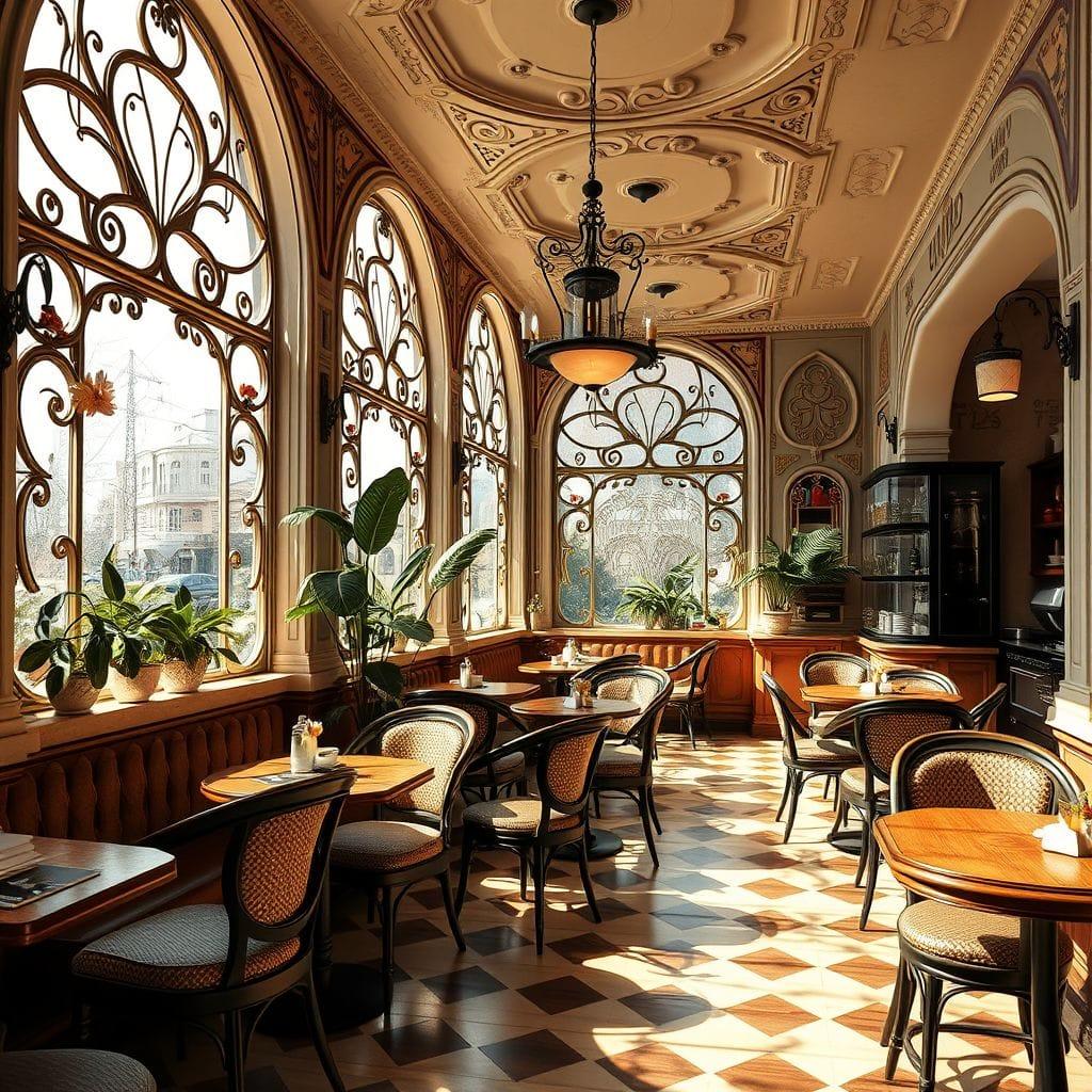 Art Nouveau coffee shop - AI Generated