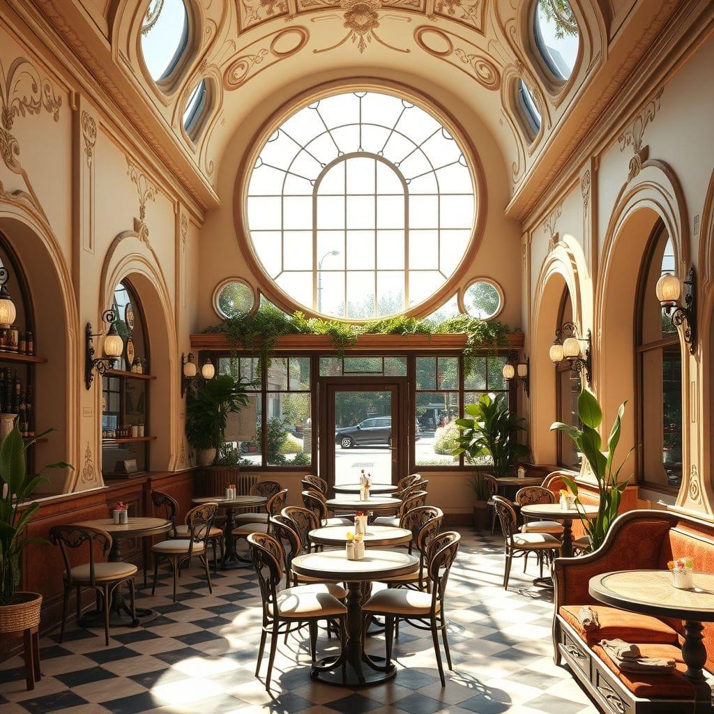 Art Nouveau coffee shop - AI Generated