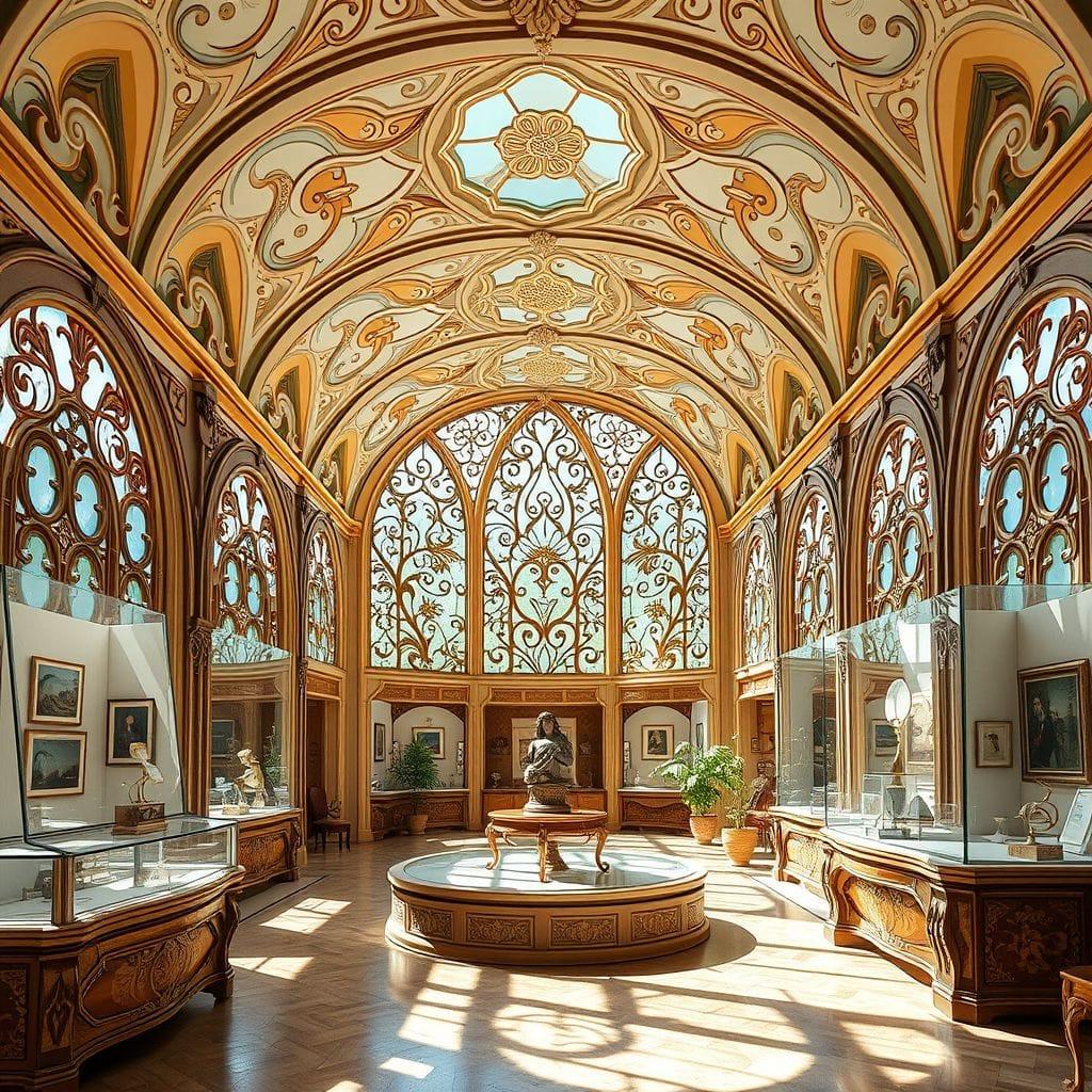 Art Nouveau exhibition space - AI Generated