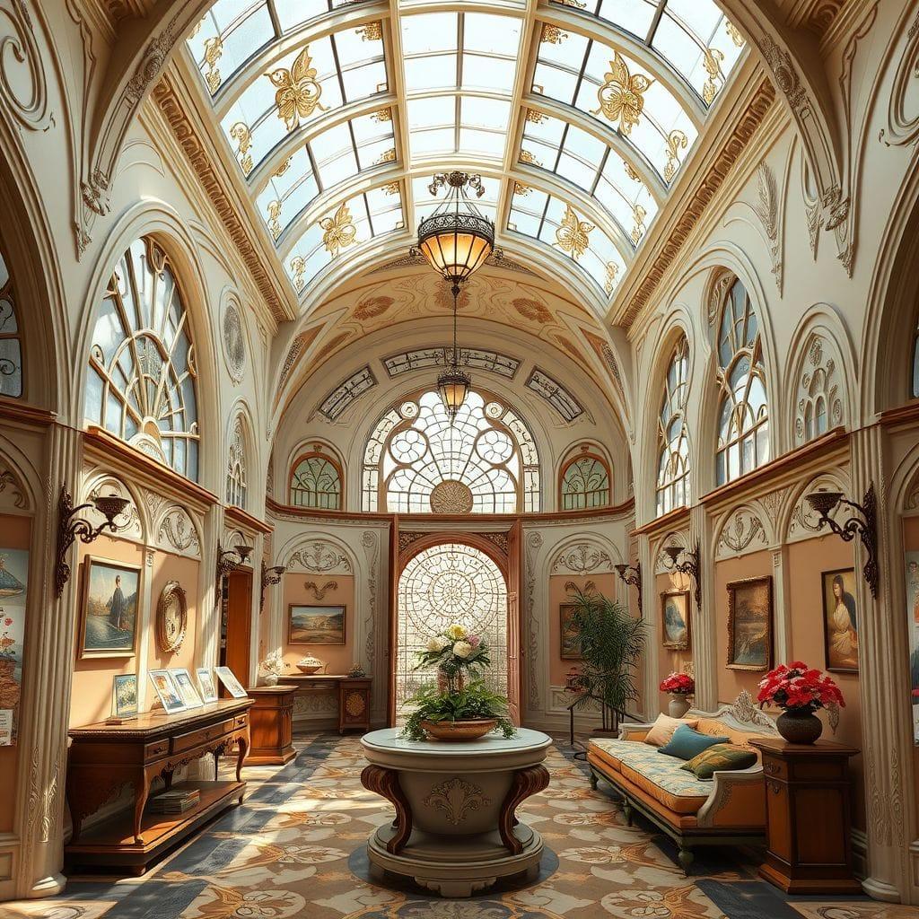 Art Nouveau exhibition space - AI Generated