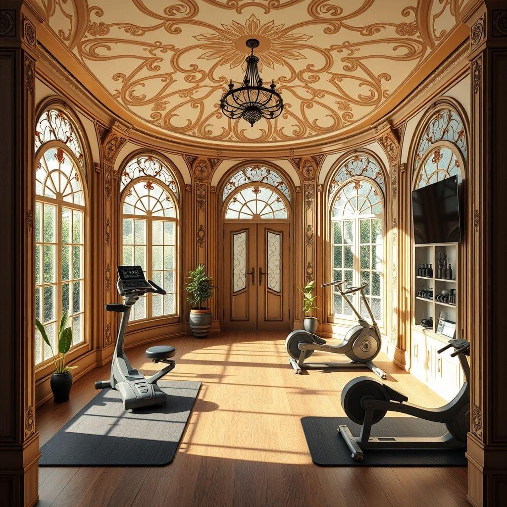 Art Nouveau home gym - AI Generated