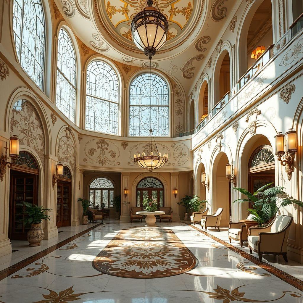 Art Nouveau hotel lobby - AI Generated