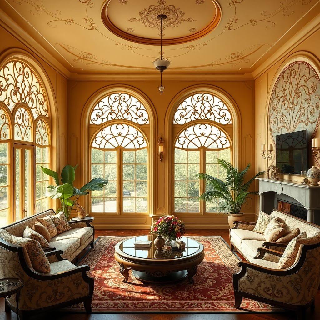 Art Nouveau living room - AI Generated