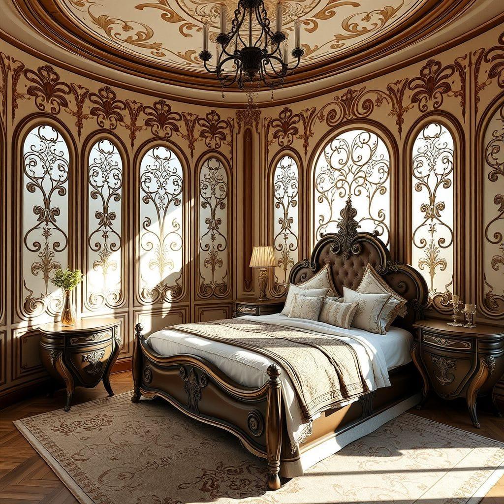 Art Nouveau master bedroom - AI Generated