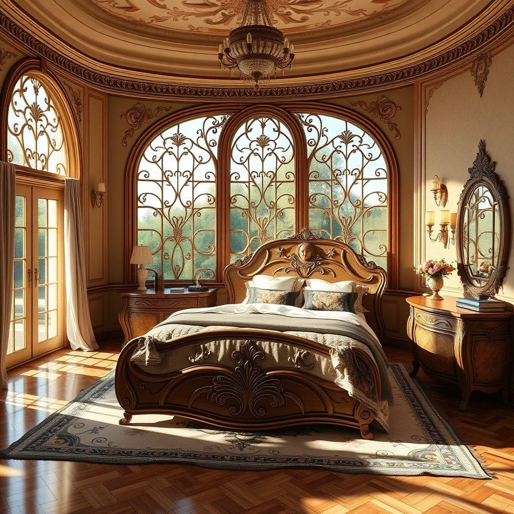Art Nouveau master bedroom - AI Generated