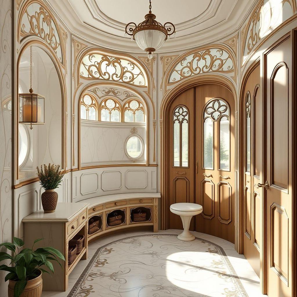 Art Nouveau mudroom - AI Generated