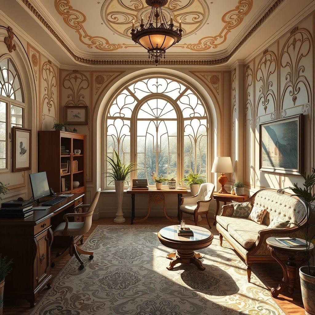 Art Nouveau office - AI Generated