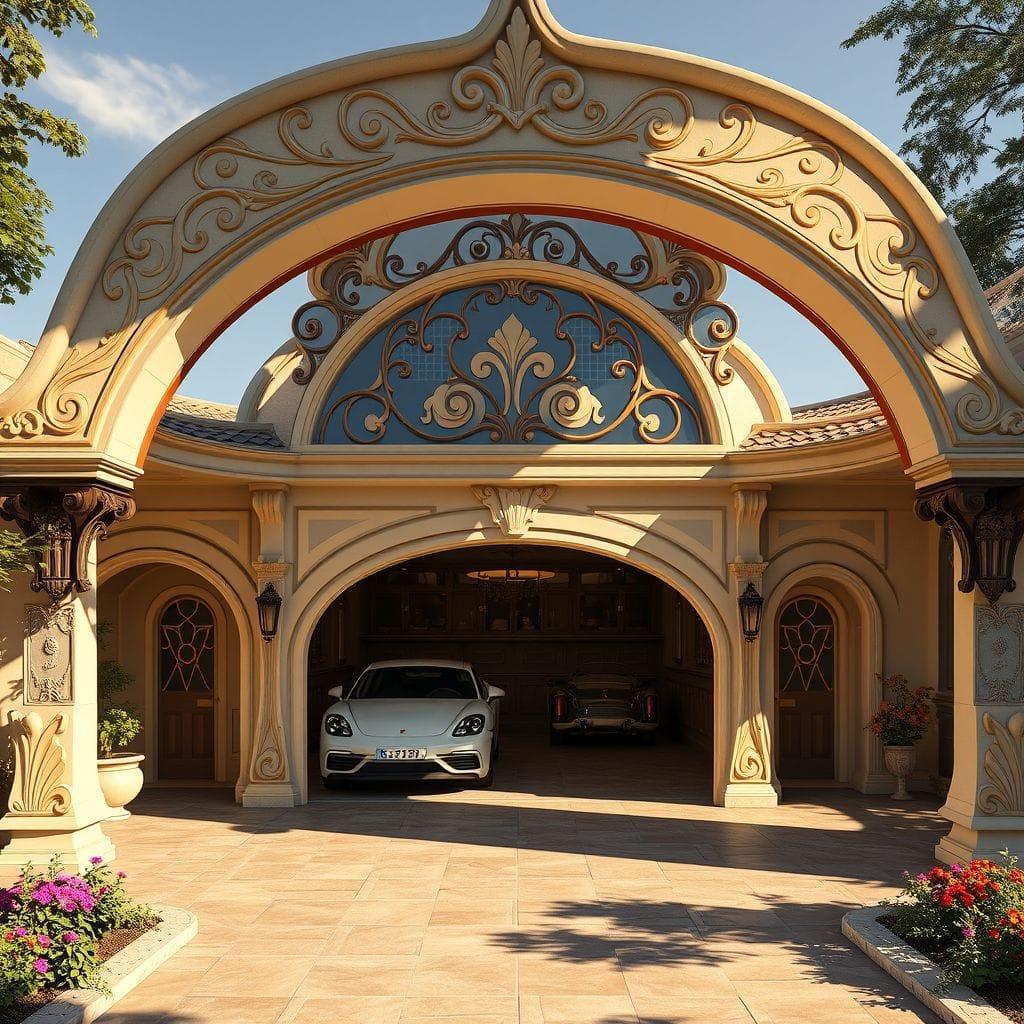 Art Nouveau outdoor garage - AI Generated