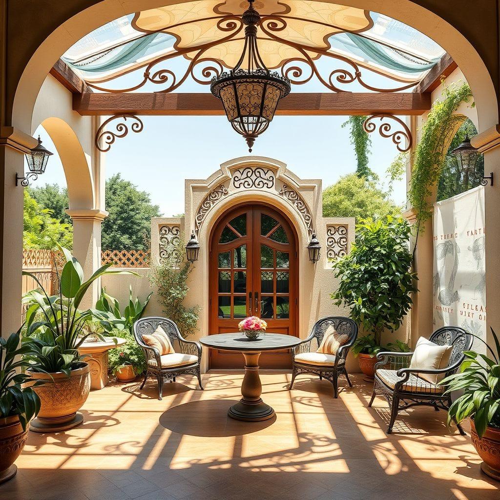 Art Nouveau outdoor patio - AI Generated