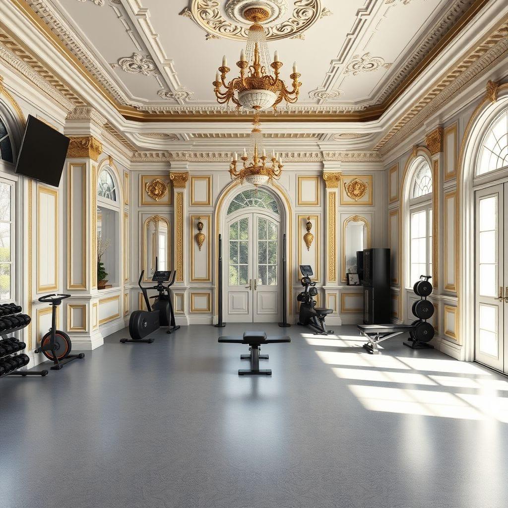 Baroque garage gym - AI Generated