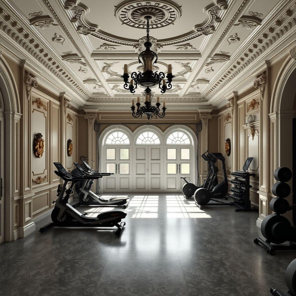Baroque garage gym - AI Generated