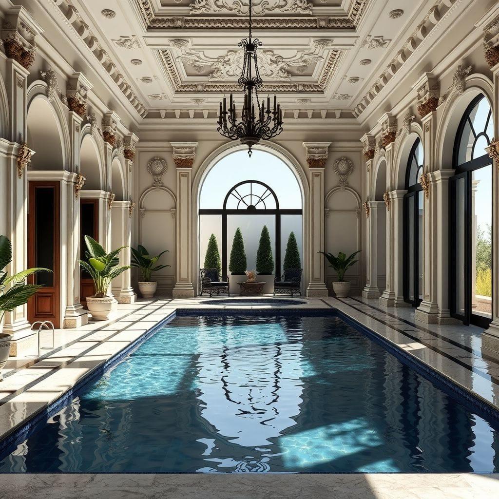 Baroque outdoor pool area - AI Generated