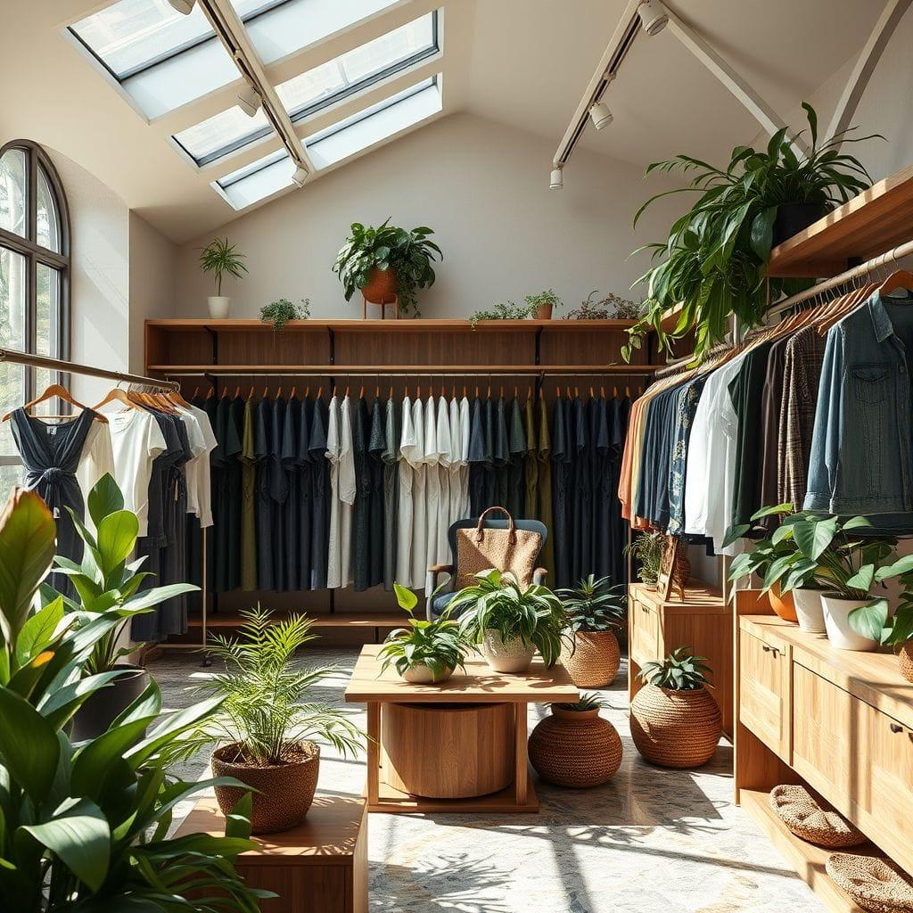 Biophilic clothing store - AI Generated