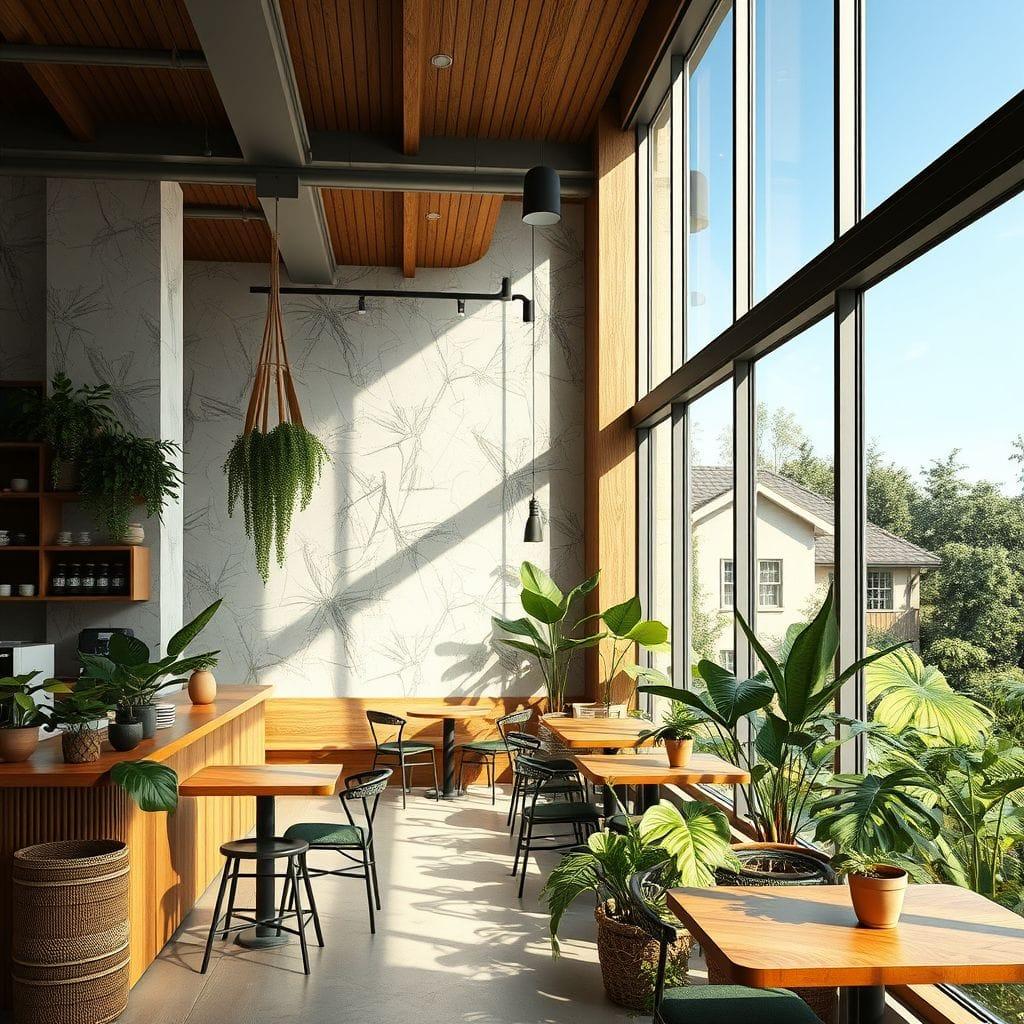 Biophilic coffee shop - AI Generated