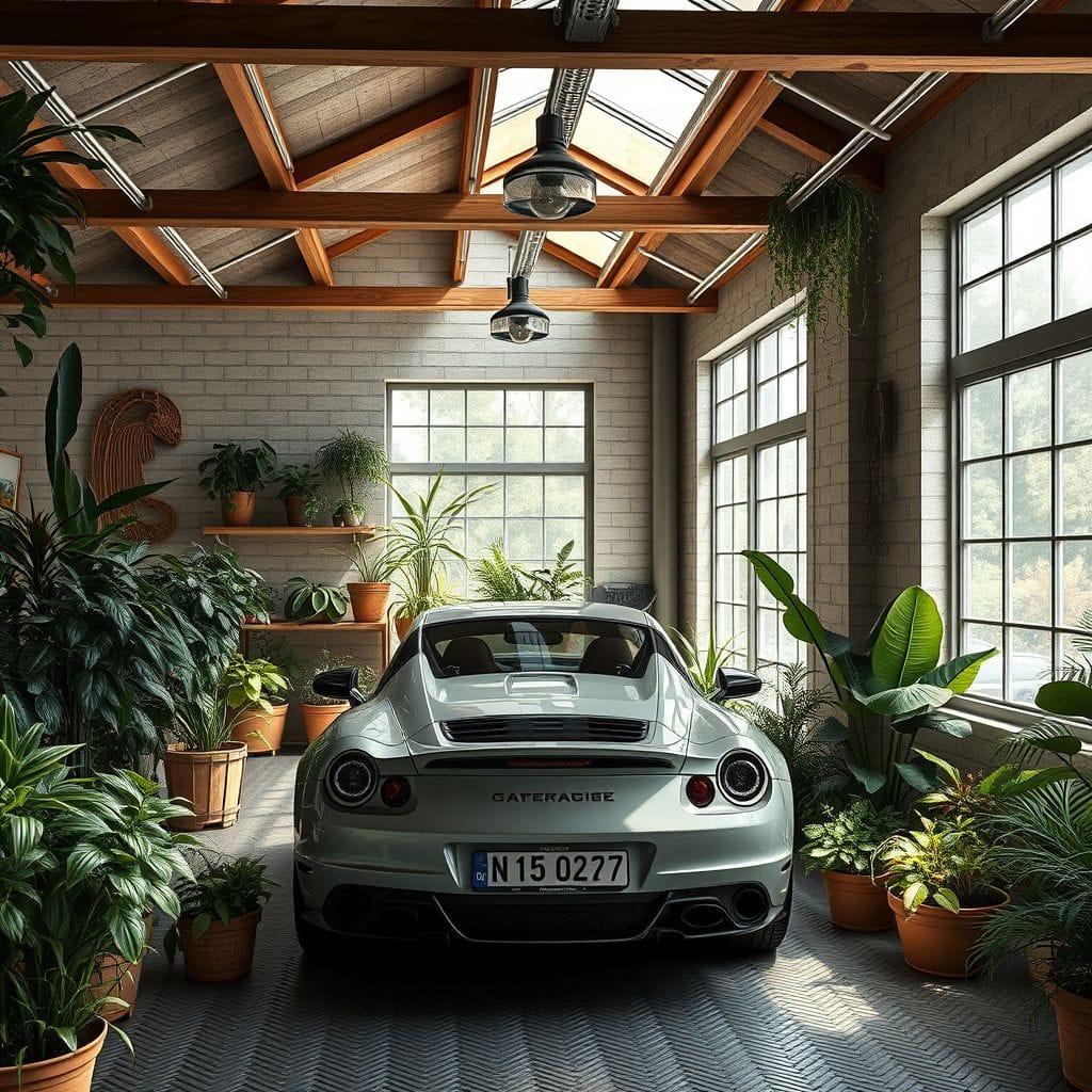 Biophilic garage - AI Generated
