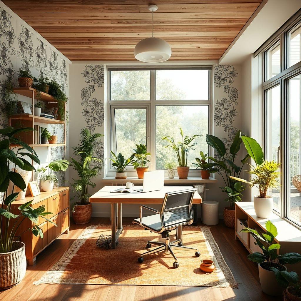 Biophilic home office - AI Generated