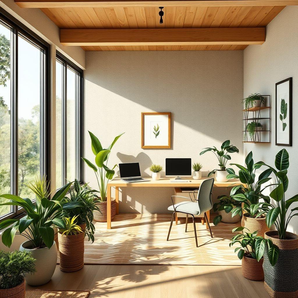 Biophilic home office - AI Generated