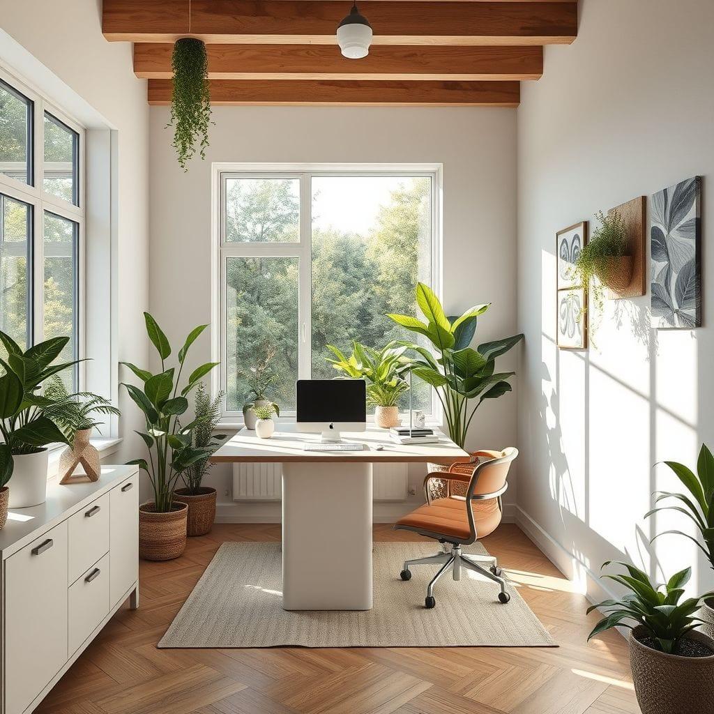 Biophilic home office - AI Generated
