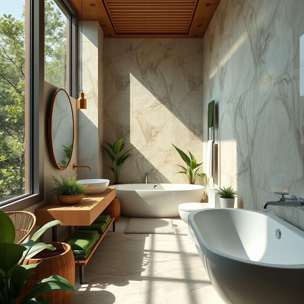 Biophilic hotel bathroom - AI Generated