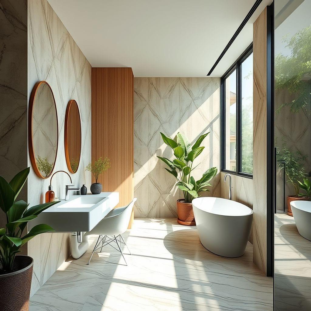 Biophilic hotel bathroom - AI Generated