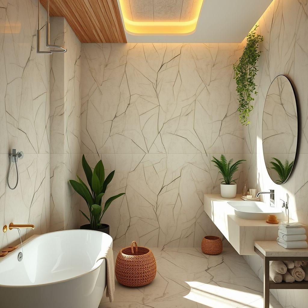 Biophilic hotel bathroom - AI Generated