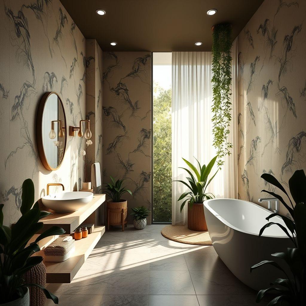 Biophilic hotel bathroom - AI Generated