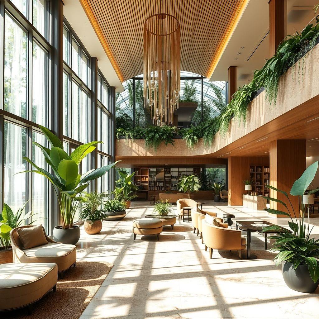 Biophilic hotel lobby - AI Generated