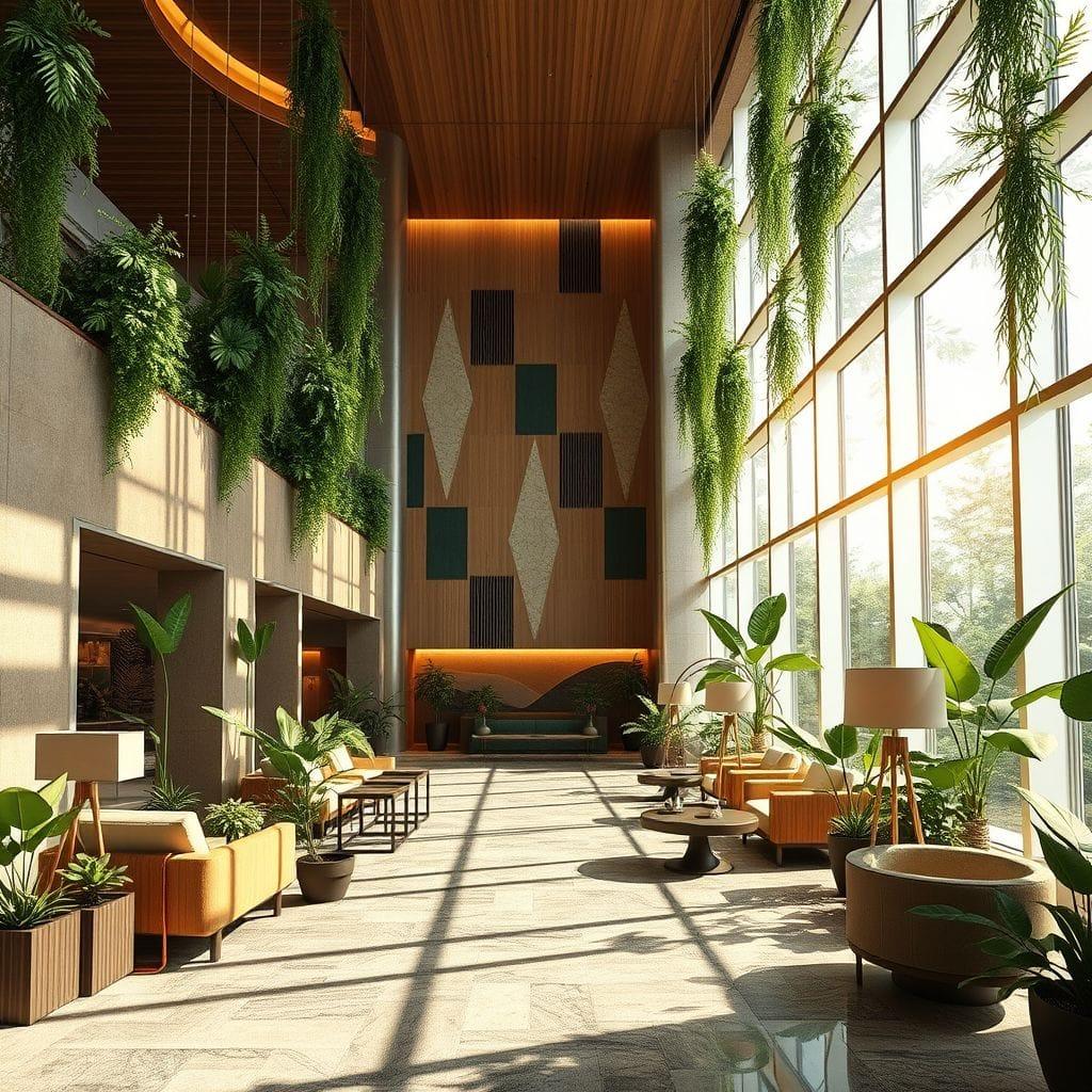Biophilic hotel lobby - AI Generated