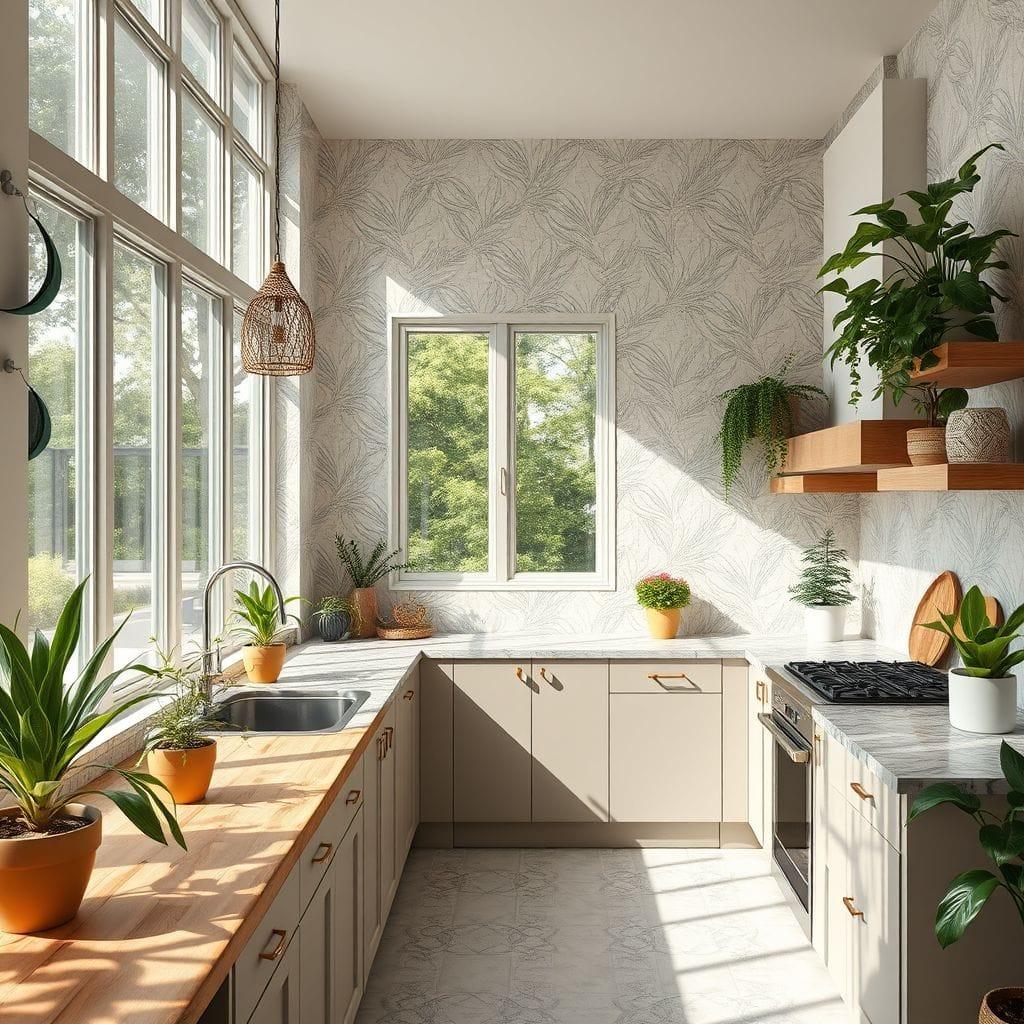 Biophilic kitchen - AI Generated