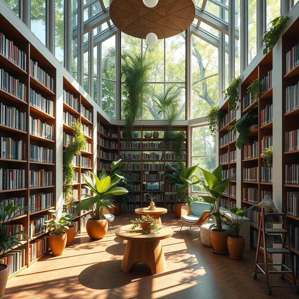 Biophilic library - AI Generated