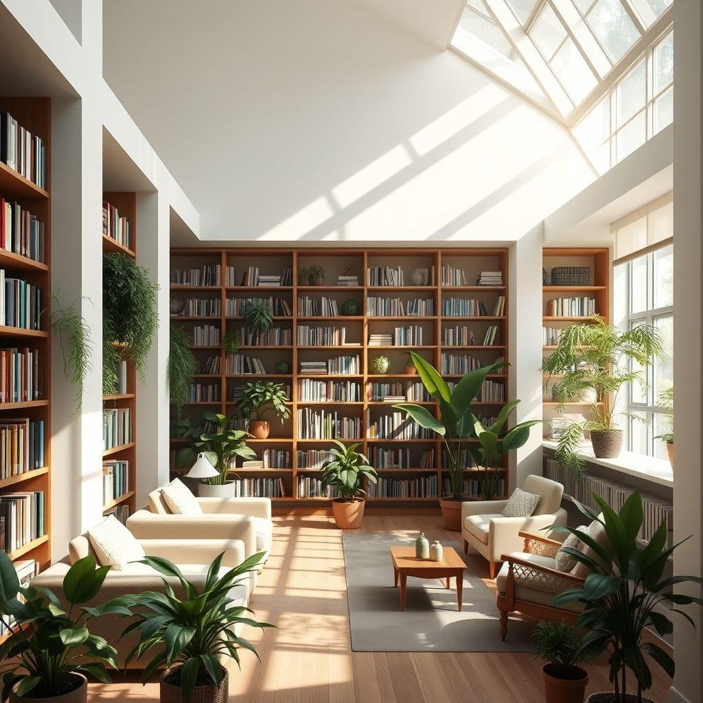 Biophilic library - AI Generated