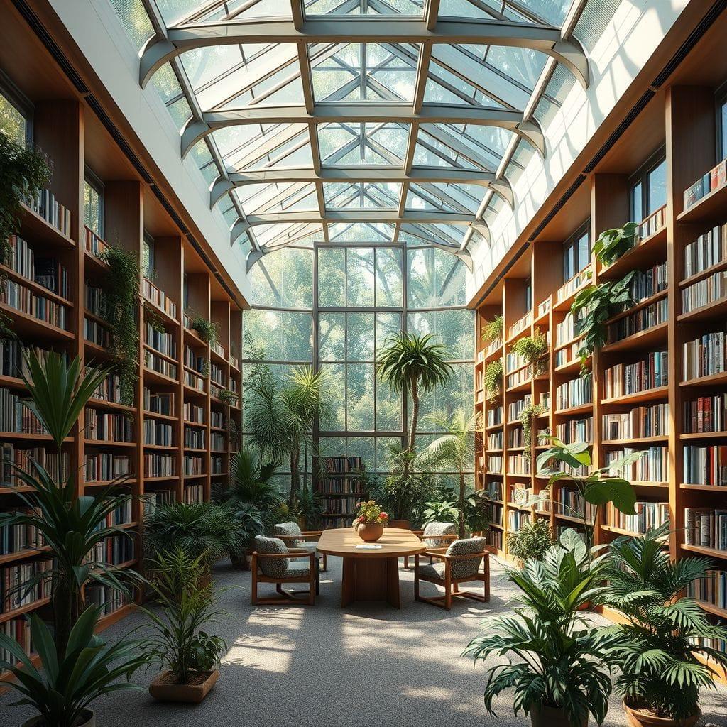 Biophilic library - AI Generated