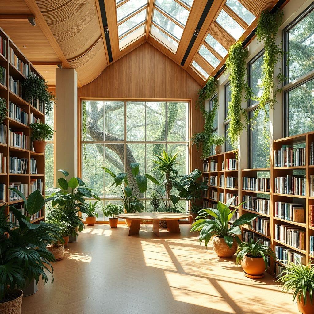 Biophilic library - AI Generated