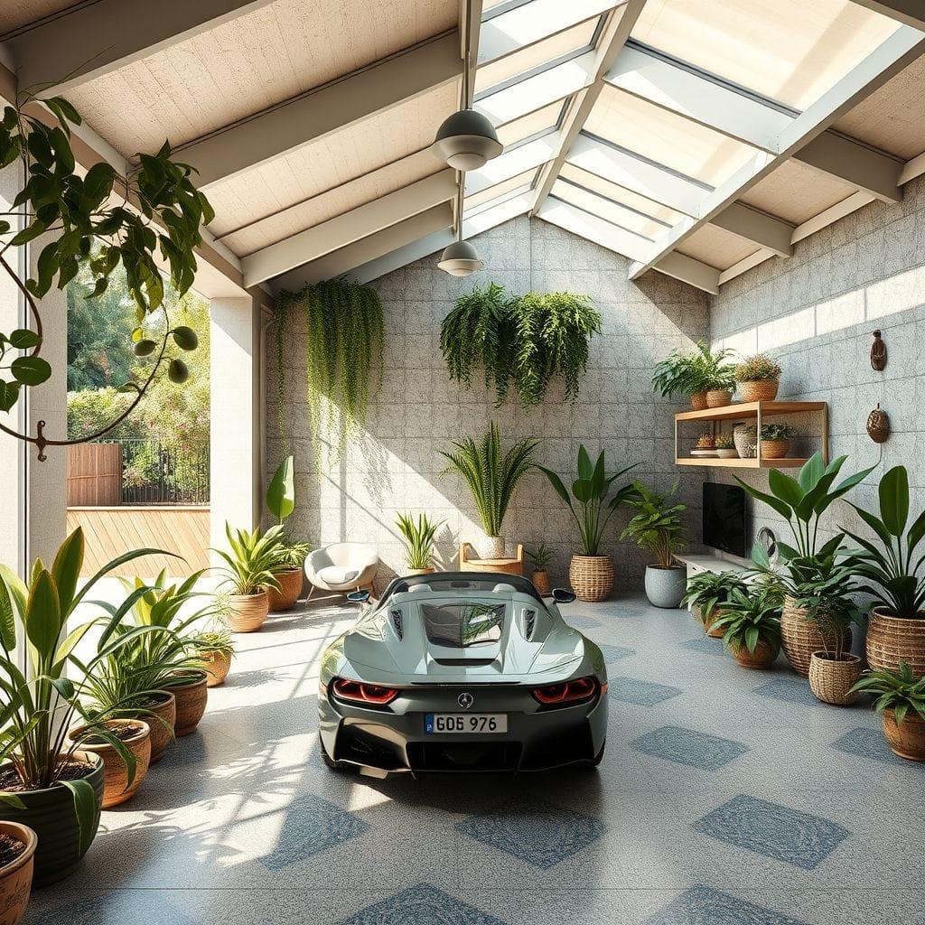 Biophilic outdoor garage - AI Generated