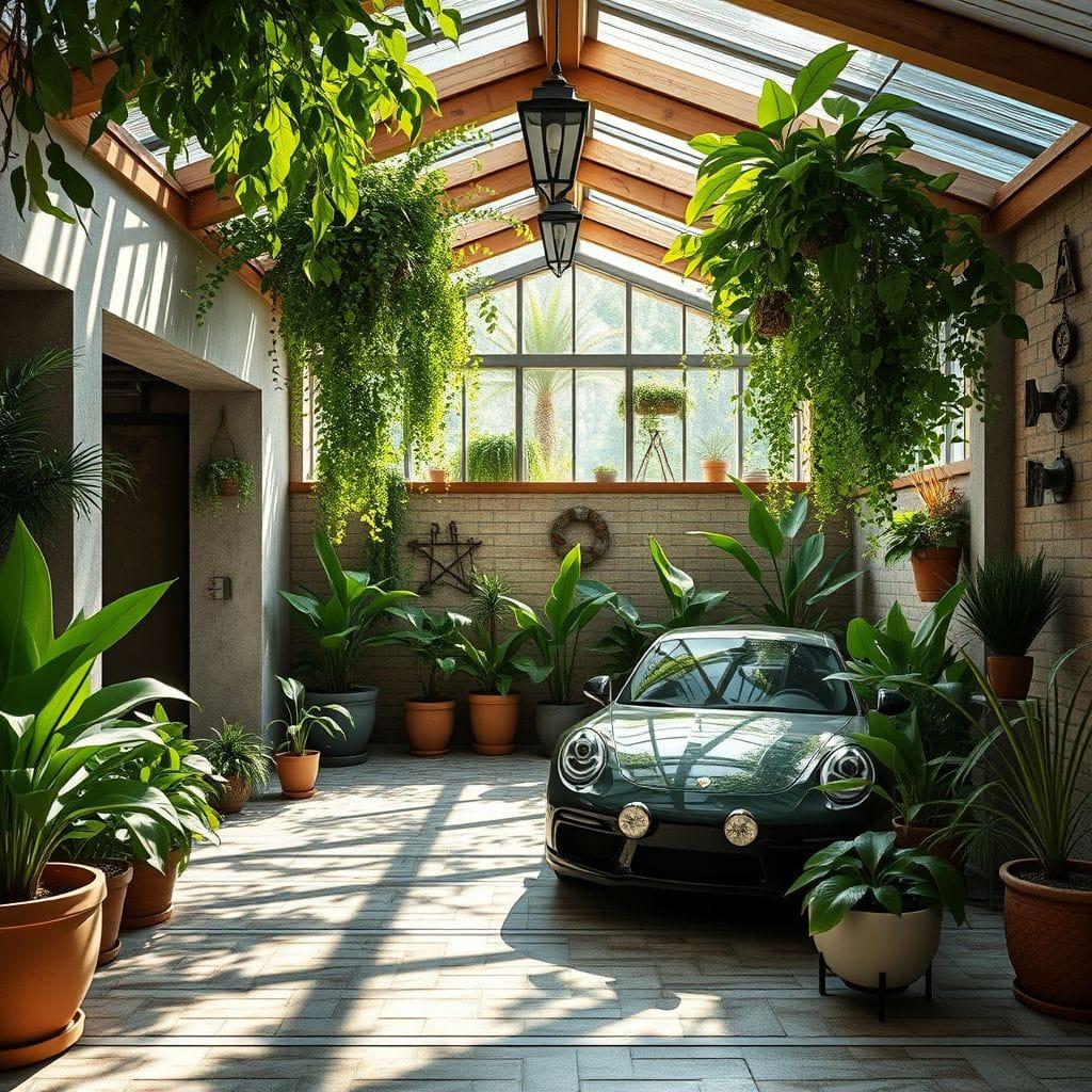 Biophilic outdoor garage - AI Generated