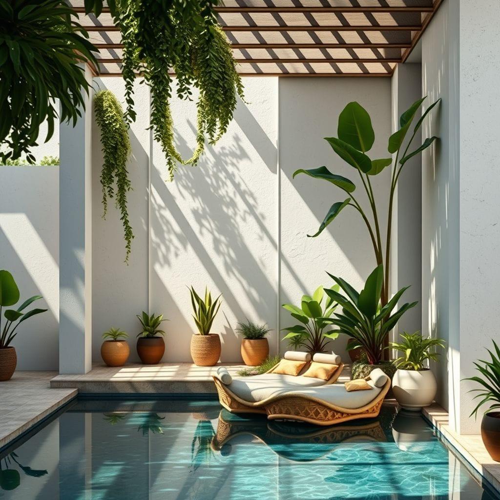 Biophilic outdoor pool area - AI Generated