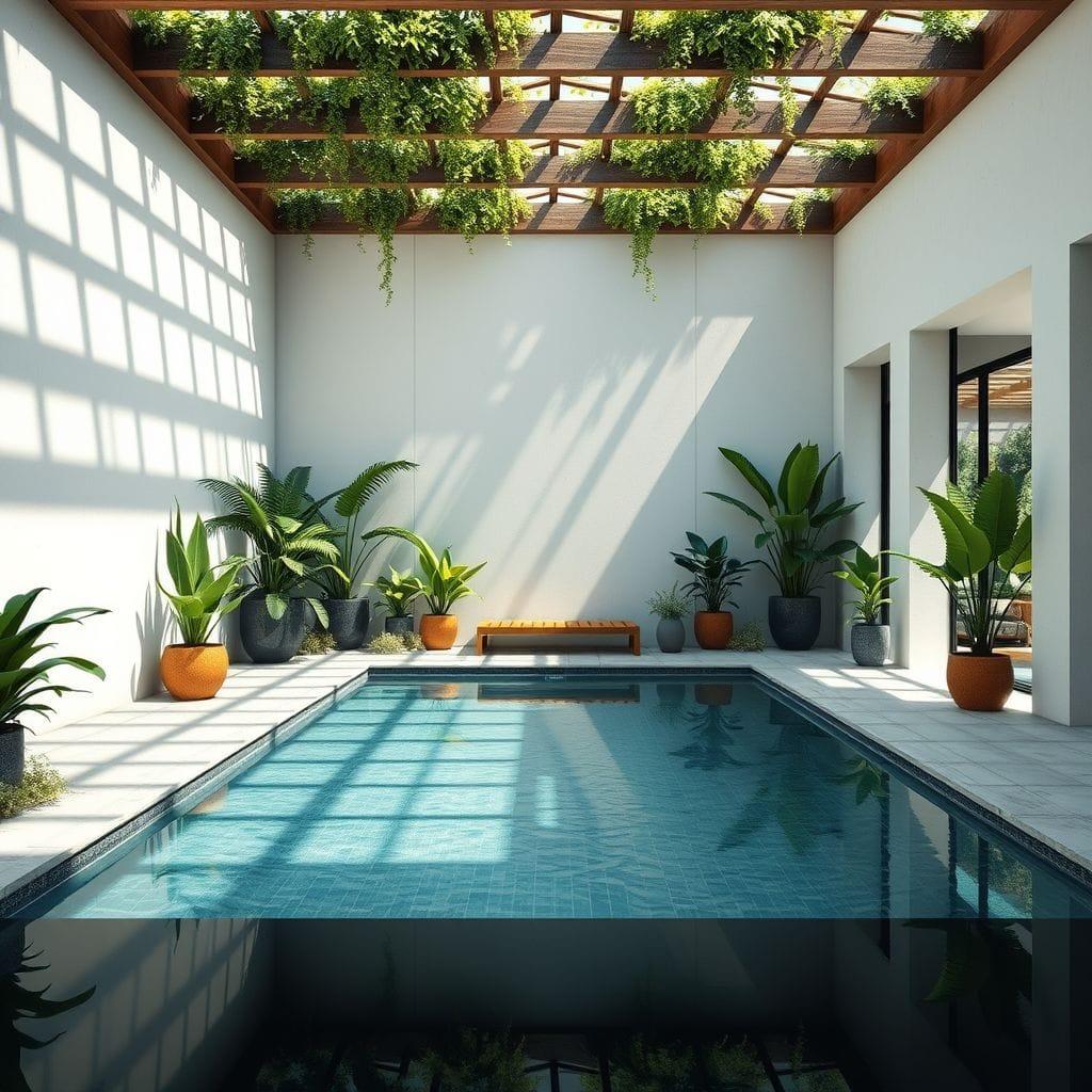 Biophilic outdoor pool area - AI Generated
