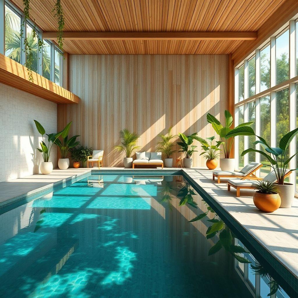 Biophilic outdoor pool area - AI Generated
