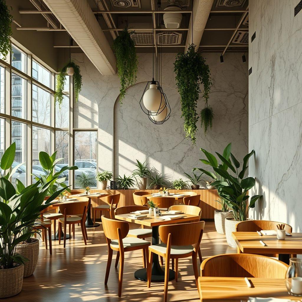 Biophilic restaurant - AI Generated