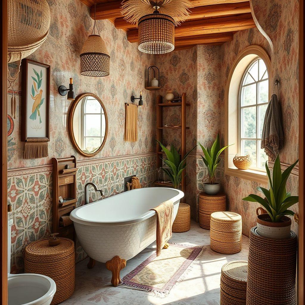 Bohemian bathroom - AI Generated