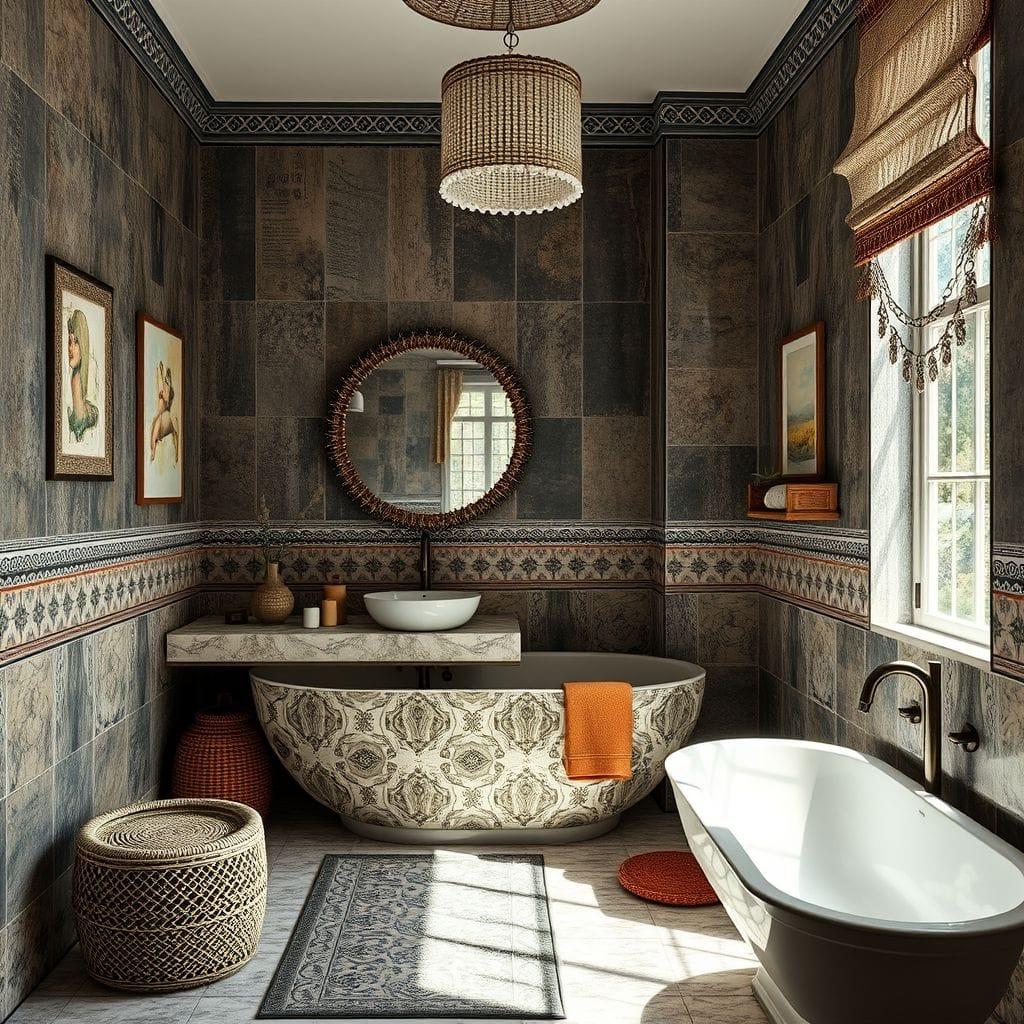 Bohemian bathroom - AI Generated